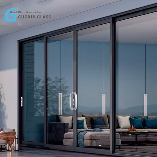 Glasschiebetür mit schmalem Rahmen, Aluminium-Schiebefenster und -Türen mit Doppelverglasung